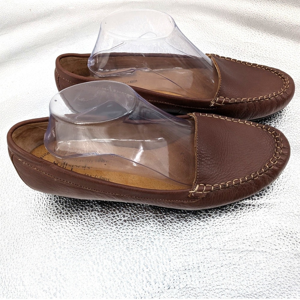 Softspots Leather Stitched Loafers Brown Comfort Slip On Shoes Wide 11W